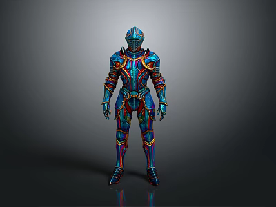 Colorful Fantasy Armor 3D Model With Vibrant Patterns And Detailed Design 3d model