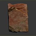 Natural Red Stone Block With Orange Veins And Textured Surface 3d model