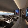 Modern Bedroom Interior With Red Black Walls Abstract Art Wall And Wooden Flooring
