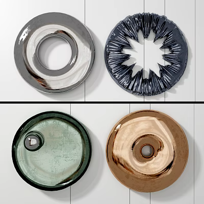 Modern Round Wall Decor Pieces in Silver Black Green Copper Finishes 3d model