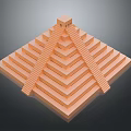 Cartoon Style Pyramid Scene With Orange Stepped Structure And Small Top Building 3d model