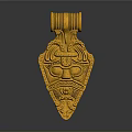 Gold Pendant With Intricate Carvings Decorative Triangular Shape Top Ring Detail