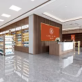 Pharmacy Store Interior With Shelves Of Medicines Bright Lighting And Clean Flooring