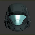 Sleek Futuristic UNSC Helmet in Teal Color with Transparent Visor and Modern Design