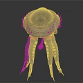 Mysterious Purple Gray Fantasy Creature Design With Dome Top Red Accents And Spiked Tentacles