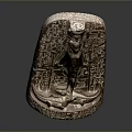 Ancient Egyptian Stone Stela With Carved Figure And Hieroglyphic Inscriptions