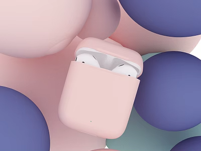 Stylish Pink Wireless Earbuds Charging Case With White Buds And Colorful Spheres 3d model Stylish Pink Wireless Earbuds Charging Case With White Buds And Colorful Spheres 3d model