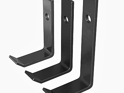 Set of Three Black Metal L Shaped Hooks for Hanging Items 3d model