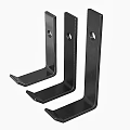 Set of Three Black Metal L Shaped Hooks for Hanging Items