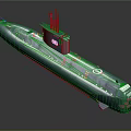 Blue Military Submarine with Command Tower Periscope Number 4015 and Long Hull Design