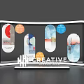 Modern Creative Cultural Wall With Colorful Graphic Designs And Display Panels