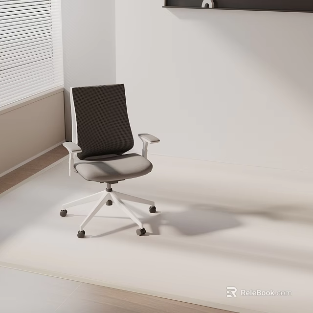 Modern Ergonomic Office Chair With Mesh Back White Frame And Rolling Wheels 3d model 