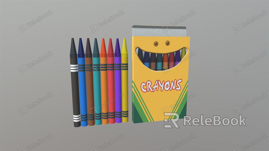 Modern Paintbrush Colored Crayon model