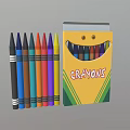 Vibrant Colorful Crayons With Yellow Box Featuring Smiley Face And Arranged Colors