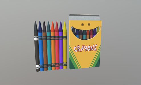 Modern Paintbrush Colored Crayon 3d model