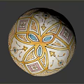 Hand Carved Decorative Bowl Featuring Yellow Pink Blue Geometric And Floral Patterns