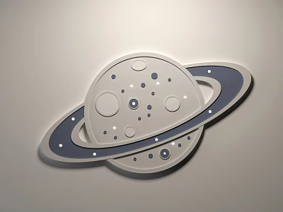 Planet Shaped 3D Wall Decor With Ring And Dots Design For Home 3d model