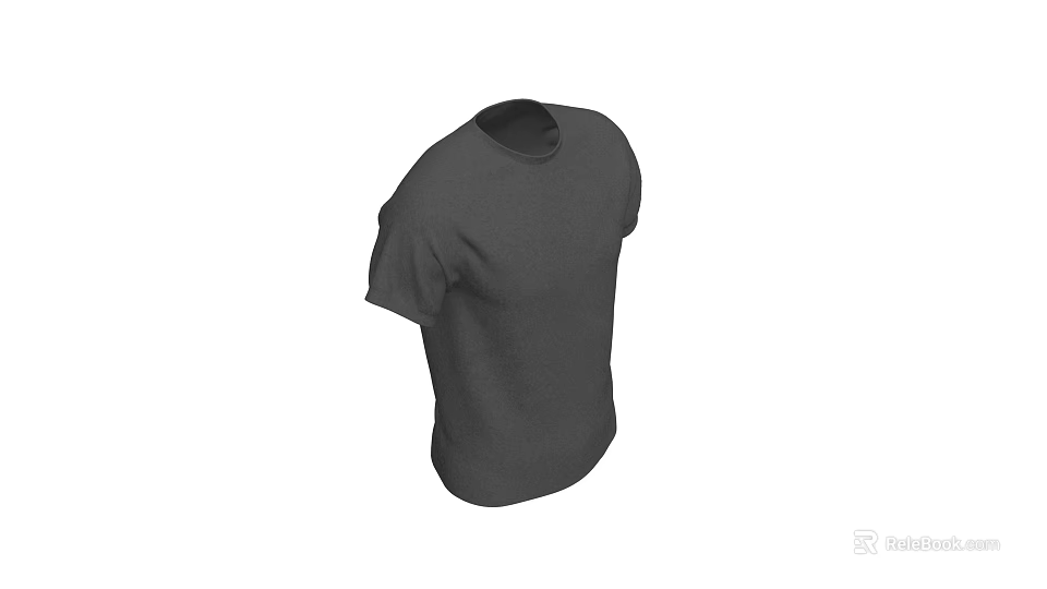 Comfortable Black Short Sleeve Round Neck Basic T-shirt for Daily Casual Wear 3d model 
