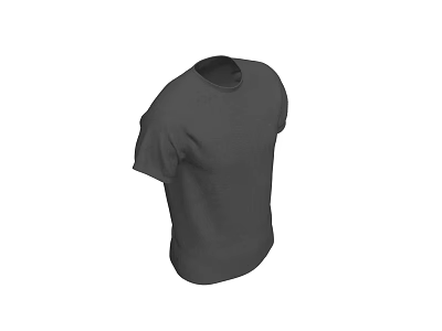 Comfortable Black Short Sleeve Round Neck Basic T-shirt for Daily Casual Wear 3d model