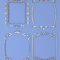 Ornamental Carved Frames With Floral Patterns Crown Motifs And Curved Details On Blue Background