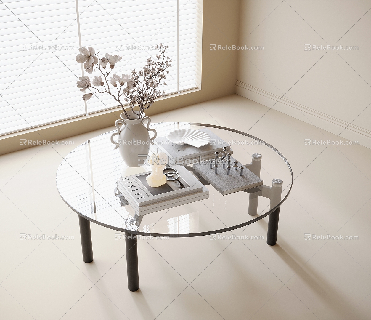 Modern Glass Coffee Table Round Coffee Table 3d model