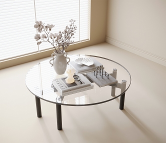 Modern Glass Coffee Table Round Coffee Table 3d model