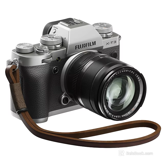 Fujifilm X T5 Digital Camera with Retro Design Leather Strap and Interchangeable Lens 3d model 