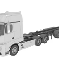 White Mercedes Utility Truck With Long Chassis And Multiple Wheels For Transport