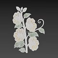 3D Decorative Plant With Yellow Flowers Red Centers Green Leaves And Curved Vine