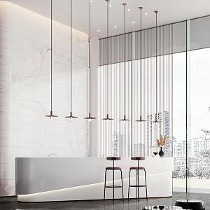 Modern Hall Office Hall Service Desk 3d model