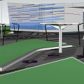 Modern Transportation Hub Design With Roads Green Belts And Surrounding Buildings