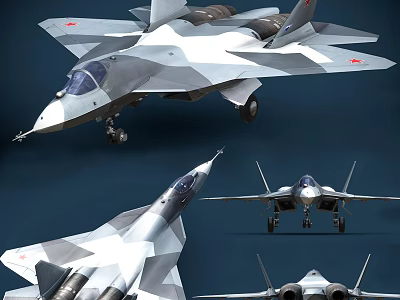 Modern Camouflage Fighter Jet With Multiple Angles And Detailed Design Views 3d model