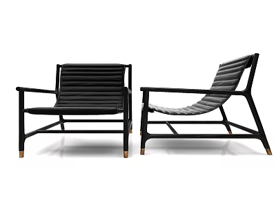 Modern Leisure Chairs With Black Frame And Striped Upholstered Seats For Home Decor 3d model