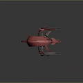 Futuristic Red Metallic Mechanical Device With Articulated Arms And Reflective Base