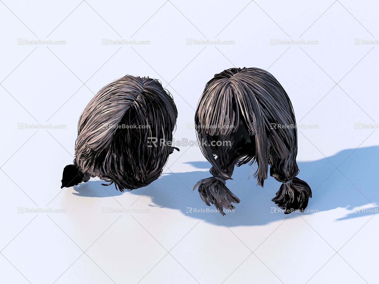 Hair Wig Hair Set 3d model