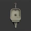 White Ceramic Wall Mounted Urinal With Chrome Flush Pipe And Clean Design