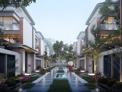 New Chinese Townhouse Villa 3d model