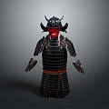 Home Decorative Samurai Armor With Black Red Face Mask Full Body Design For Living Room