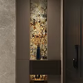 Modern Entryway Hallway Design With Decorative Wall Art Vase And Warm Ambient Lighting