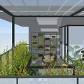 Modern Roof Garden Design With Glass Ceiling Green Plants Potted Arrangements And Seating Area