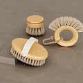 Bathroom Accessories Brushes with Wooden Handle Natural Bristles Ring and Strap Design for Bathroom Countertop