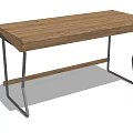 Modern Minimalist Desk With Wooden Tabletop Metal Legs And Storage Slot