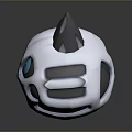 Game Character Head 3D Model With White Mask Design Gray Ears Blue Eyes And Teeth