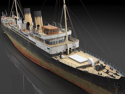 Vintage Steamship With Classic Deck And Chimneys 3d model Vintage Steamship With Classic Deck And Chimneys 3d model
