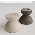 Modern Round Table Log Low Stool Corner Table 3d model
