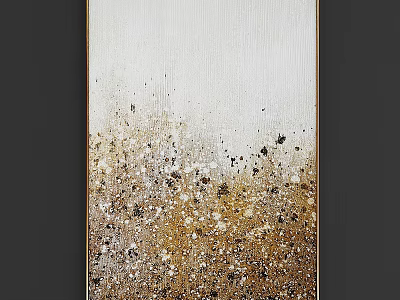Elegant Golden Frame With Abstract Painting White Background And Gold Black Splatters 3d model