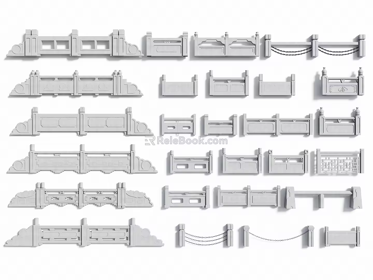 Chinese Railing White Jade Railing Stone Railing Fence Stone Railing Outdoor Fence Stone Railing Stone Railing Enclosure Stone Railing Handrail 3d model