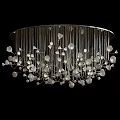 Elegant Modern Chandelier With Silver Metal Rods And White Petal Decorations For Interior Spaces