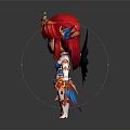 Fantasy Chibi Style 3D Character With Red Hair Golden Crown Blue Eyes And Colorful Wings