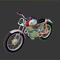 Vintage Red And White Motorcycle With Number 12 Black Seat And Silver Wheels Design